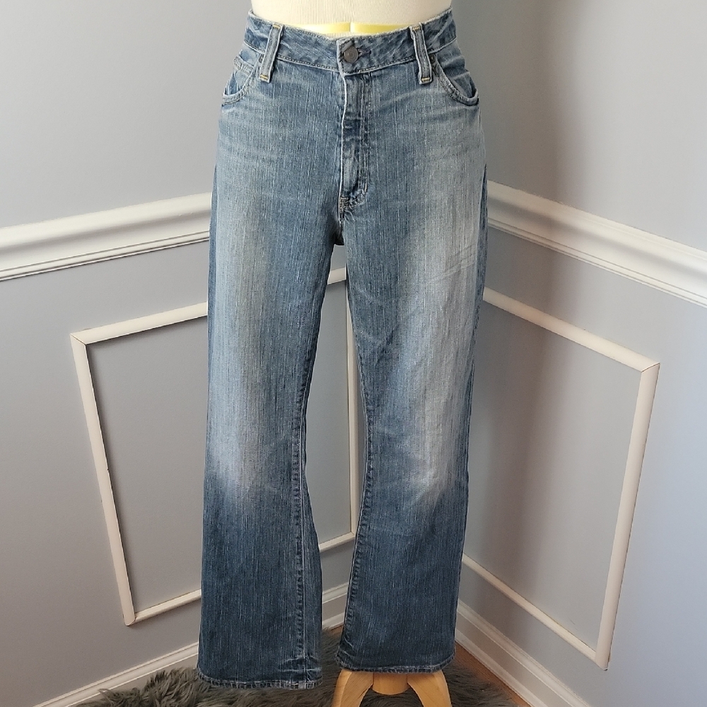 GAP Original Flare Medium Wash Light Distressing Preppy Boho Retro Jean 10 ANKLE